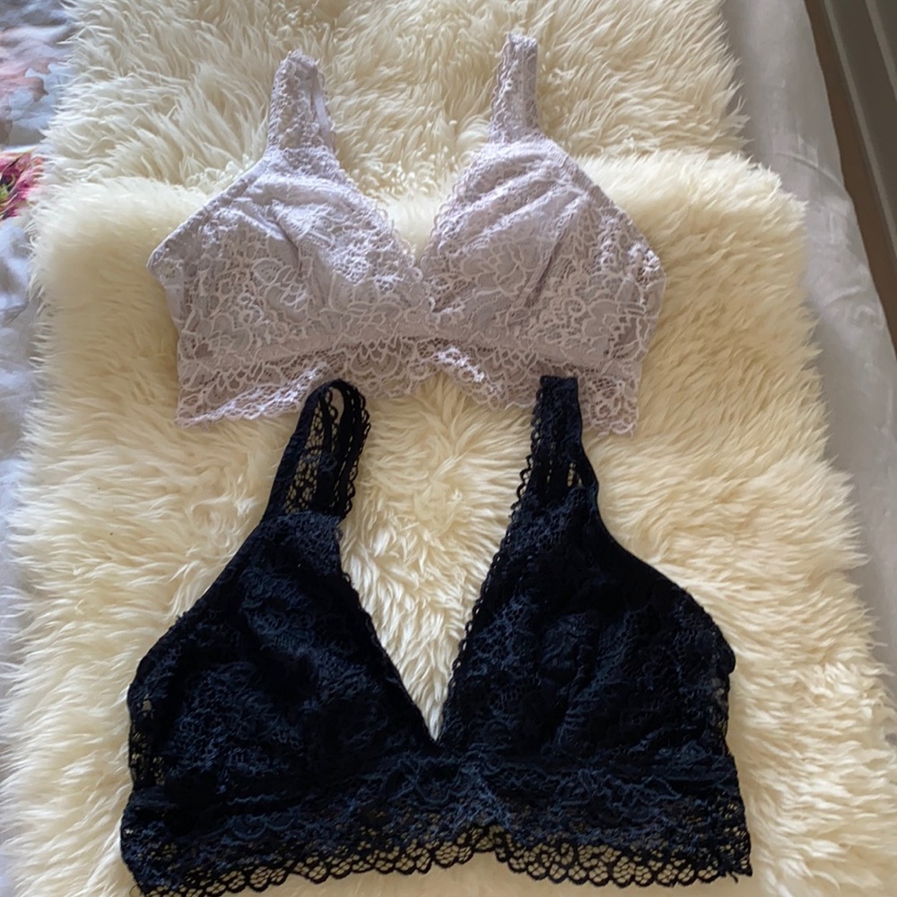 Two lace bralettes
